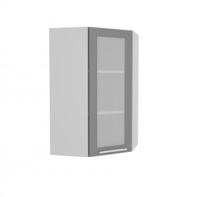 Квадро ВПУС 550 шкаф верхний угловой со стеклом высокий (Железо/корпус Серый) в Верхоянске - verhoyansk.katalogmebeli.com | фото