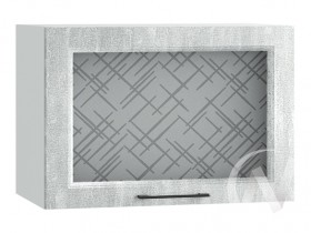 Либерти Шкаф верхний горизонтальный со стеклом ШВГС 609 (Холст грей/корпус белый) в Верхоянске - verhoyansk.katalogmebeli.com | фото
