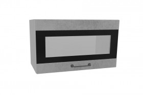 Лофт ПГСФ 600 шкаф верхний горизонтальный со стеклом и фотопечатью (Бетон светлый/корпус Серый) в Верхоянске - verhoyansk.katalogmebeli.com | фото