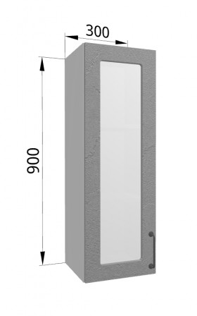 Лофт ВПС 300 шкаф верхний со стеклом высокий (Штукатурка серая/корпус Серый) в Верхоянске - verhoyansk.katalogmebeli.com | фото