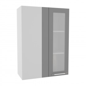 Лофт ВПУС 650 шкаф верхний угловой со стеклом высокий (Бетон светлый/корпус Серый) в Верхоянске - verhoyansk.katalogmebeli.com | фото