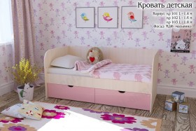 Мальвина Кровать детская 2 ящика 1.8 Розовыйй глянец в Верхоянске - verhoyansk.katalogmebeli.com | фото