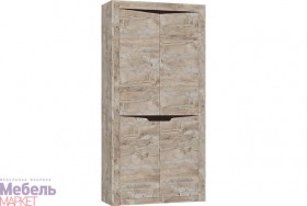 Шкаф 2-х створчатый комбинированный Хилтон (Дуб юкон/Гранж) в Верхоянске - verhoyansk.katalogmebeli.com | фото 1
