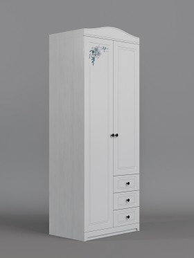 Шкаф 2-х створчатый с ящиками Бэлла (Выбеленное дерево/Белый) в Верхоянске - verhoyansk.katalogmebeli.com | фото