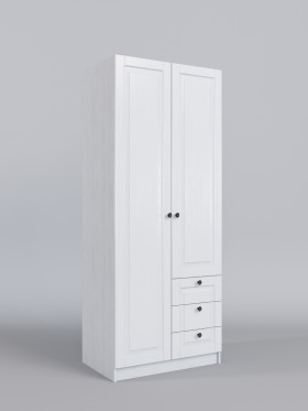 Шкаф 2-х створчатый с ящиками Классика (Белый/корпус Выбеленное дерево) в Верхоянске - verhoyansk.katalogmebeli.com | фото