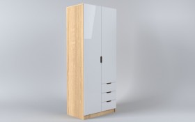 Шкаф 2-х створчатый с ящиками Лофт (Белый/корпус Дуб Сонома) в Верхоянске - verhoyansk.katalogmebeli.com | фото