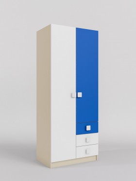 Шкаф 2-х створчатый с ящиками Скай (Синий/Белый/корпус Клен) в Верхоянске - verhoyansk.katalogmebeli.com | фото
