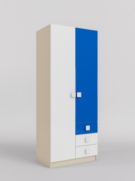 Шкаф 2-х створчатый с ящиками Скай люкс (Синий/Белый/корпус Клен) в Верхоянске - verhoyansk.katalogmebeli.com | фото