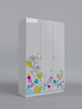 Шкаф 3-х створчатый с ящиками Флёр (Белый/корпус Выбеленное дерево) в Верхоянске - verhoyansk.katalogmebeli.com | фото