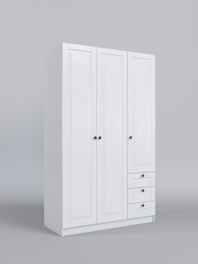 Шкаф 3-х створчатый с ящиками Классика (Белый/корпус Выбеленное дерево) в Верхоянске - verhoyansk.katalogmebeli.com | фото