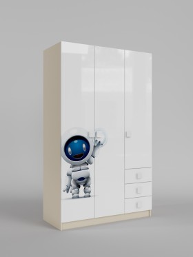 Шкаф 3-х створчатый с ящиками Санни (Белый/корпус Клен) в Верхоянске - verhoyansk.katalogmebeli.com | фото