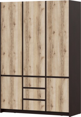 Модульная система "Прага" Шкаф для одежды трехстворчатый Дуб Венге/Дуб Делано в Верхоянске - verhoyansk.katalogmebeli.com | фото