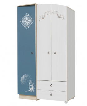 Шкаф для одежды Бриз 1200 Дуб ривьера/ Рамух белый/синий в Верхоянске - verhoyansk.katalogmebeli.com | фото