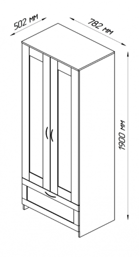 Шкаф двухдверный Сириус с 1 ящиком белый в Верхоянске - verhoyansk.katalogmebeli.com | фото 2